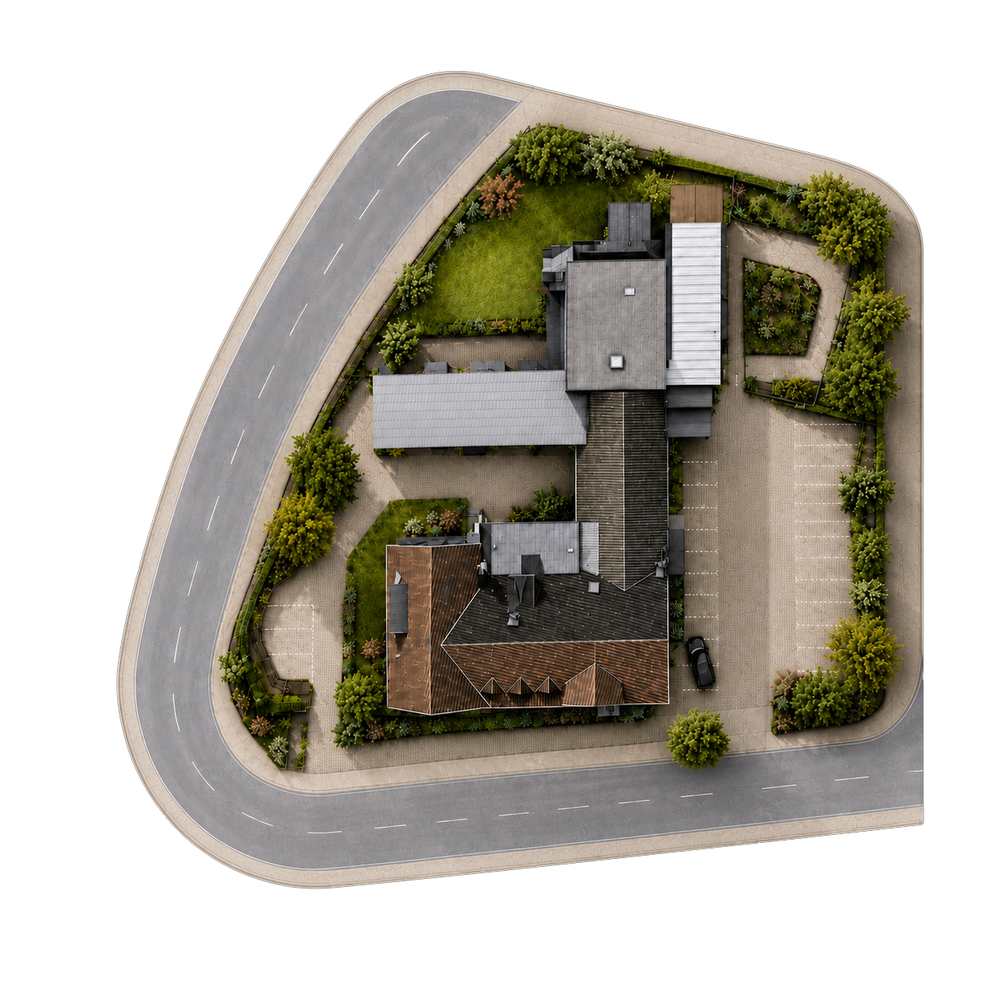 Luftbild-Lageplan des Hotel Restaurant Kohlbrecher