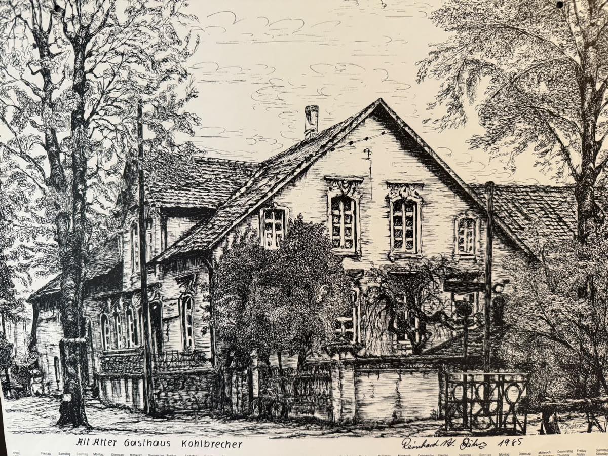 Historische Zeichnung des alten Gasthauses Kohlbrecher